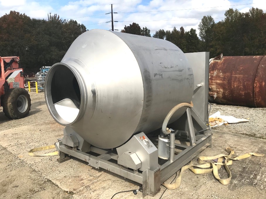 ***SOLD*** used Blentech Stainless Steel Vacuum Meat Tumbler/Marinator. Model VT1-3000-S. S/N 970676 with Aprox. 8 ft. L x 67